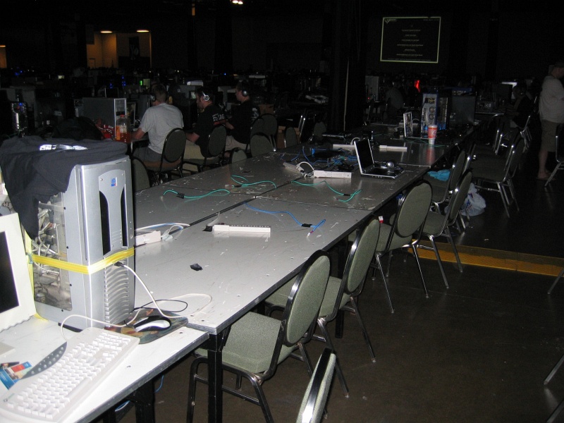 There were a number of empty seats in the BYOC.  These were near the main entrance. (qc072016.jpg, 800w x 600h )