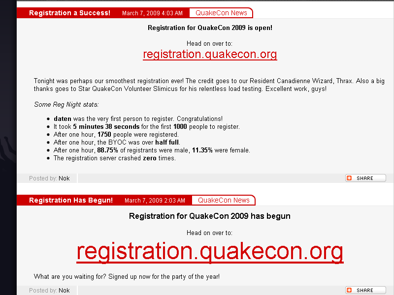 The next morning, these statistics from registration were posted (qc090004.png, 800w x 600h )