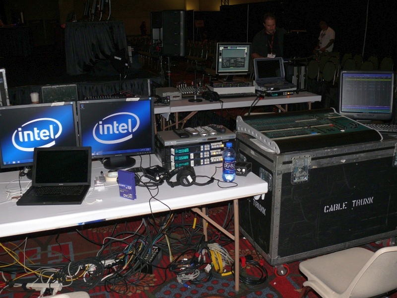 This is some of the equipment brought by QuakeLive.tv to support the shoutcasts of the tournaments (qc100015.jpg, 800w x 600h )